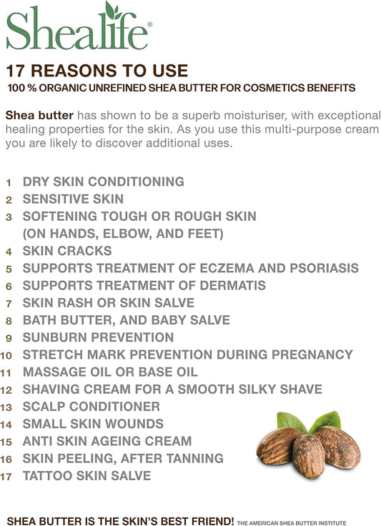100% Unrefined Organic Shea Butter, 100g, 3.5oz