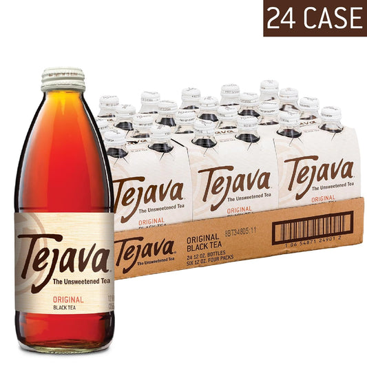 Tejava Original Unsweetened Black Iced Tea, 24 Pack, 12Oz Glass Bottles, Non-Gmo, Kosher, No Sugar Or Sweeteners, No Calories, No Preservatives, Brewed In Small Batches