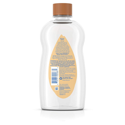 Johnson's Baby Oil, Mineral Oil Enriched With Shea & Cocoa Butter, 14 fl. oz