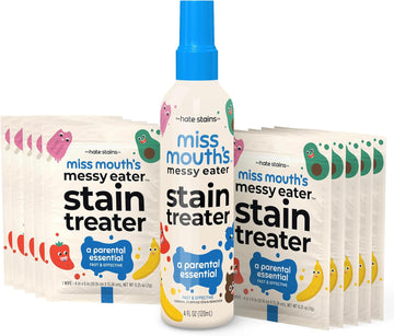 Miss Mouth's Messy Eater Stain Treater Spray - 4oz & 10 Wipes Stain Remover - Newborn & Baby Essentials - No Dry Cleaning Food, Grease, Coffee Off Laundry, Underwear, Fabric