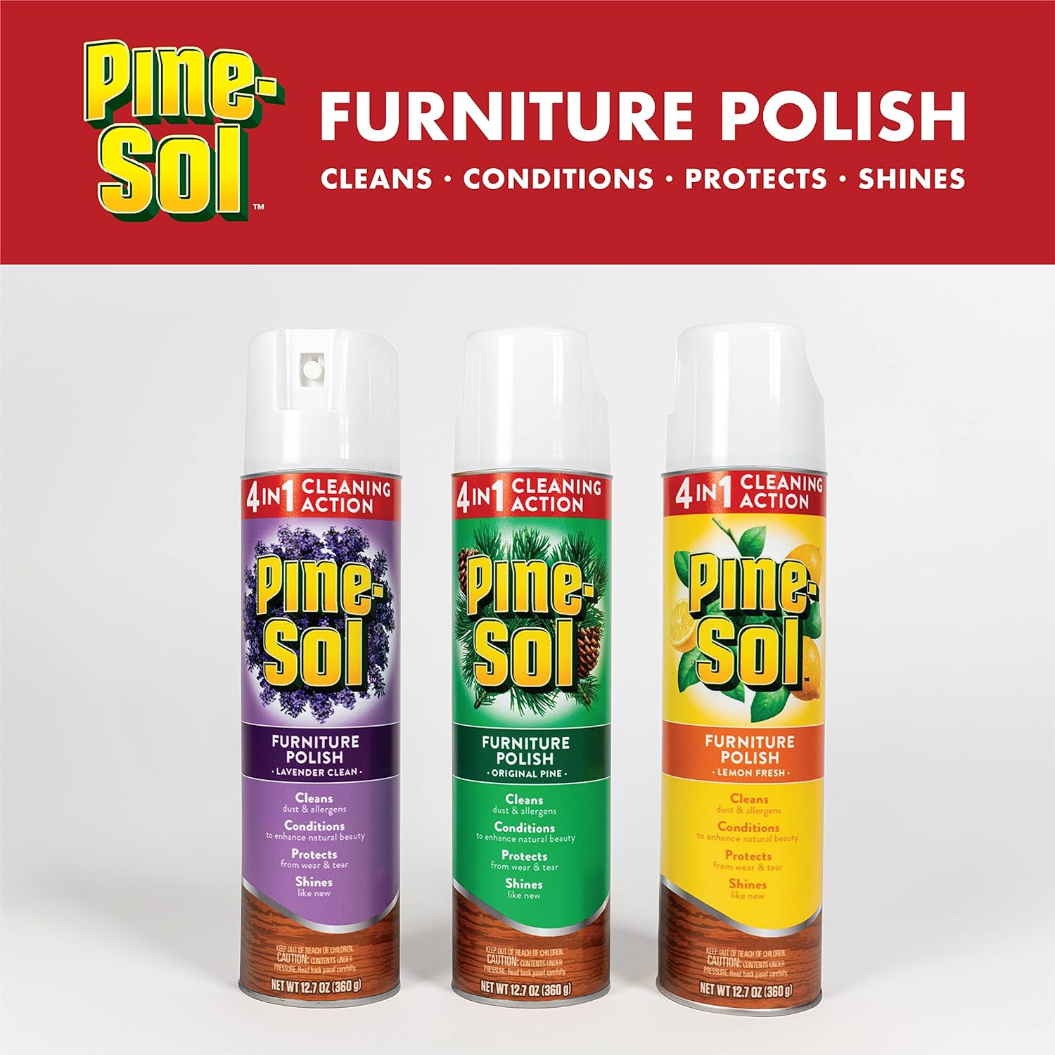 Pine-Sol Furniture Polish | Wood Furniture Polish Spray | Wood Polish Spray for Your Furniture Gives You A Powerful Clean You Can Trust | 12.7 Ounces, Fresh Lavender Scent - Pack of 6 : Health & Household
