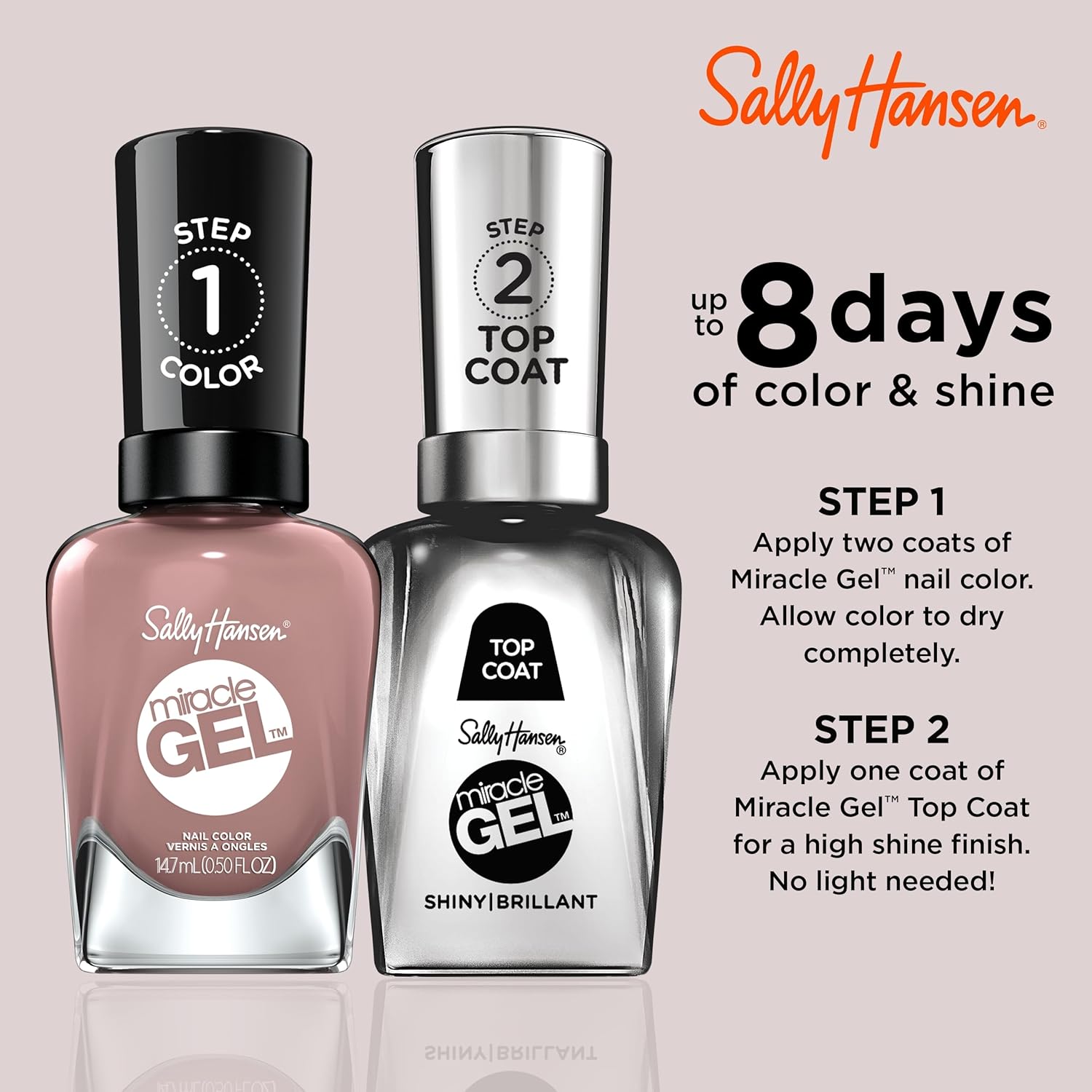 Sally Hansen Miracle Gel™, Love Me Lilac, Long Lasting, Gel-Like Formula, No UV Lamp Needed, Pink Nail Polish : Beauty & Personal Care