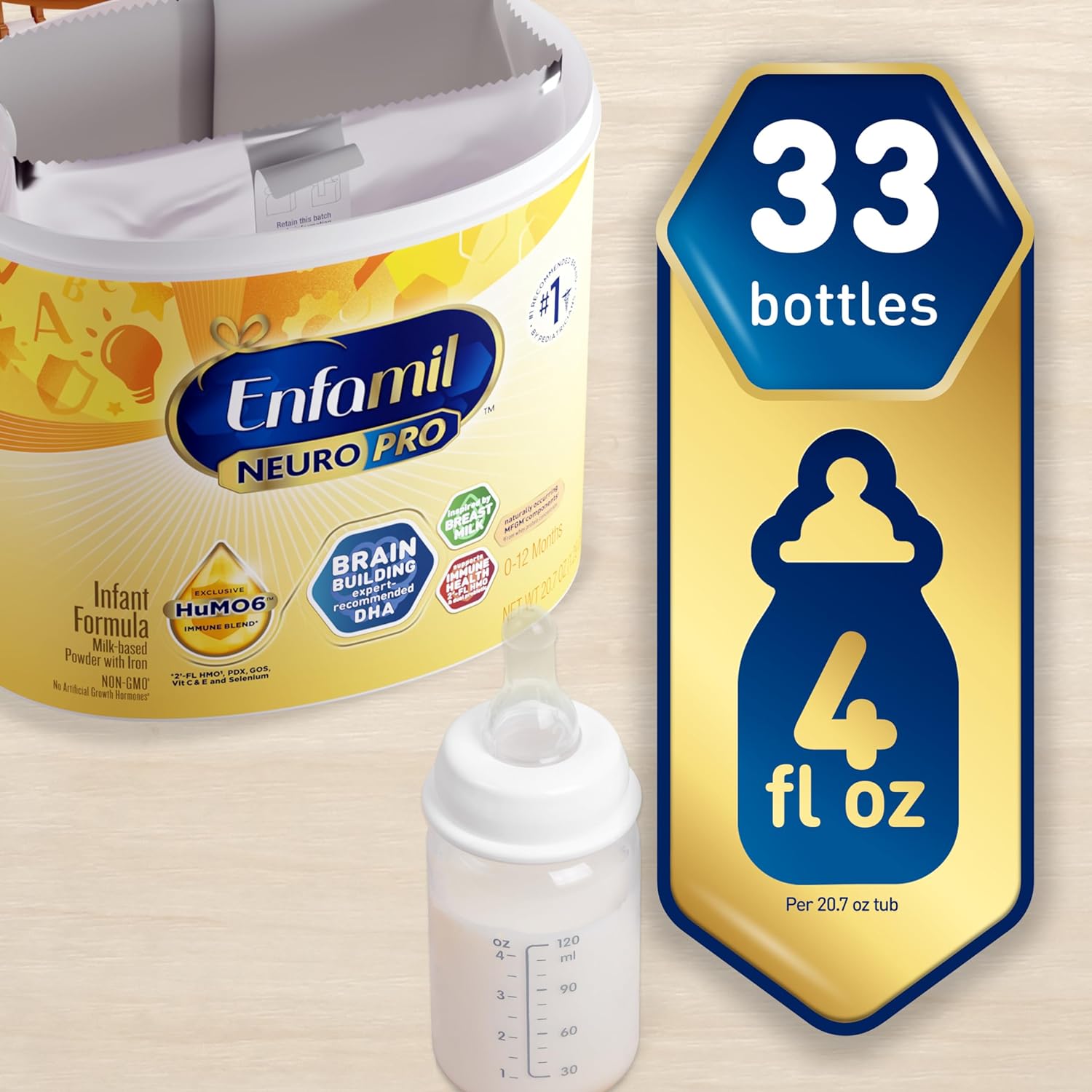 Free Shipping on Enfamil NeuroPro Baby Formula, Brain and Immune Support with DHA, Iron and Prebiotics, Infant Formula Inspired by Breast Milk, Non-GMO, 28.3 Oz Value Can