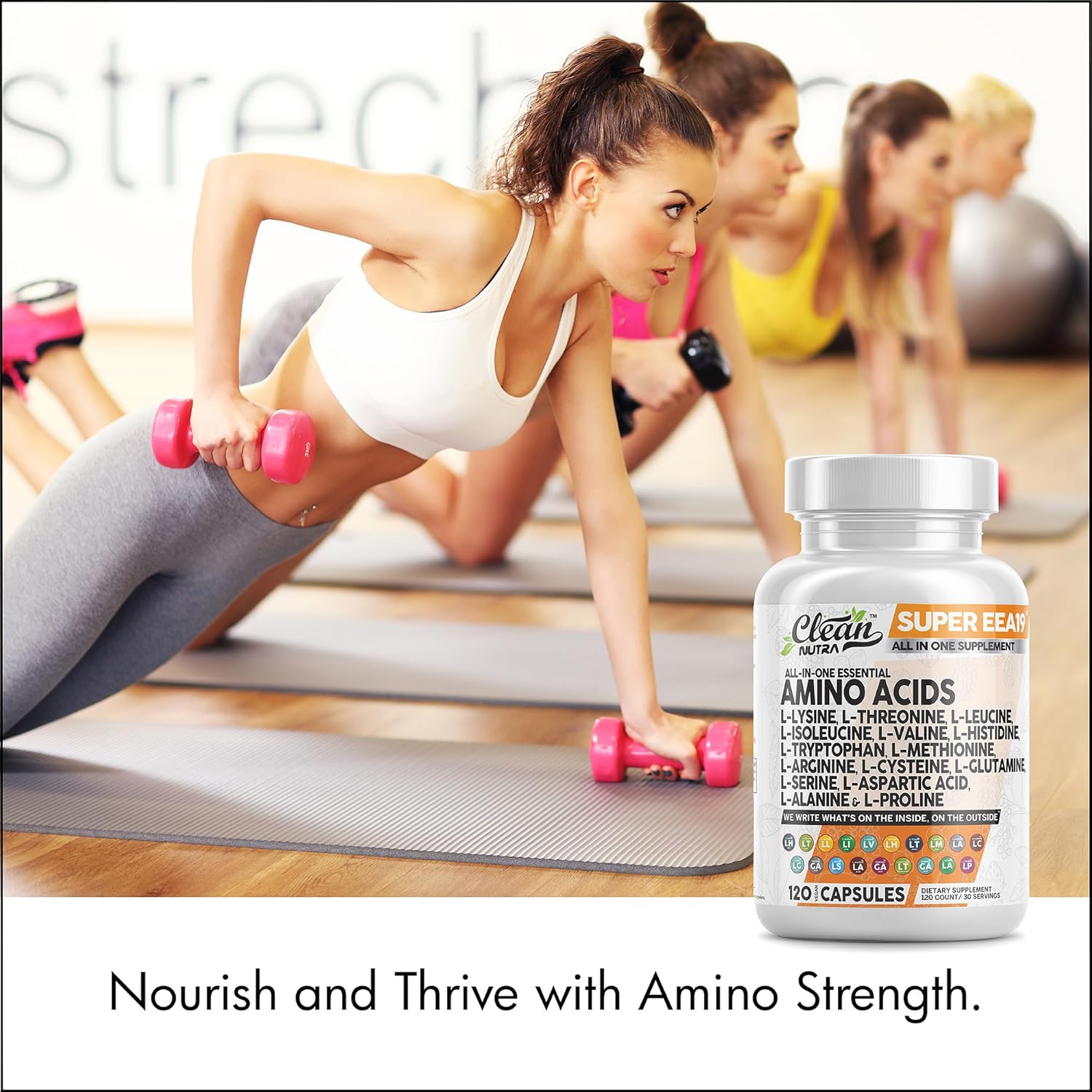 Clean Nutraceuticals Amino Acids Supplement L-Lysine, L-Threonine, L-Leucine, Isoleucine, Valine, L-Histidine, L-Tryptophan, L-Methionine, L-Arginine, L-Cysteine, L-Glutamine, L-Serine, Aspartic Acid : Health & Household