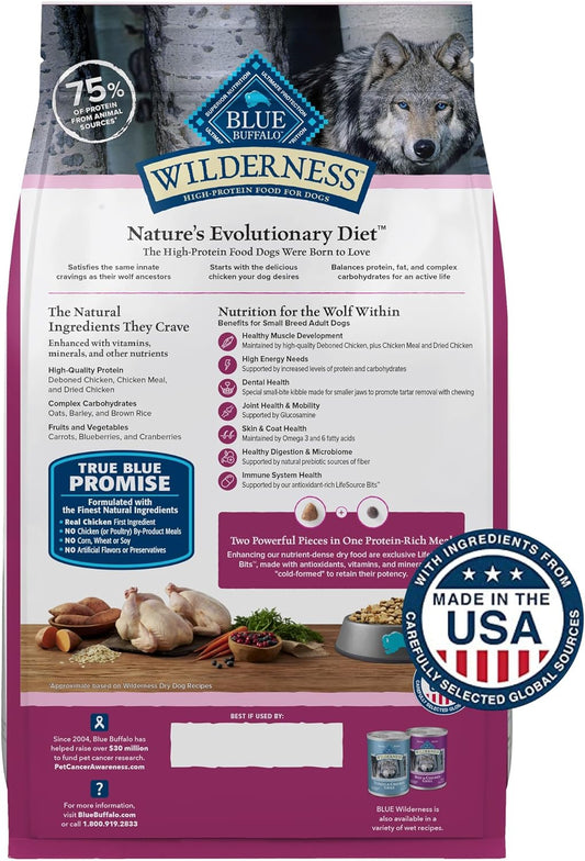 Blue Buffalo Wilderness Natural High-Protein Dry Food For Small Breed Adult Dogs, Chicken Recipe, 13-Lb. Bag