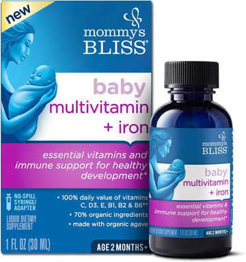 Mommy'S Bliss Baby Multivitamin + Iron, Daily Essential Vitamins For Immune Support, Healthy Growth & Bone Development*, Age 2 Months+, 30 Ml, Liquid