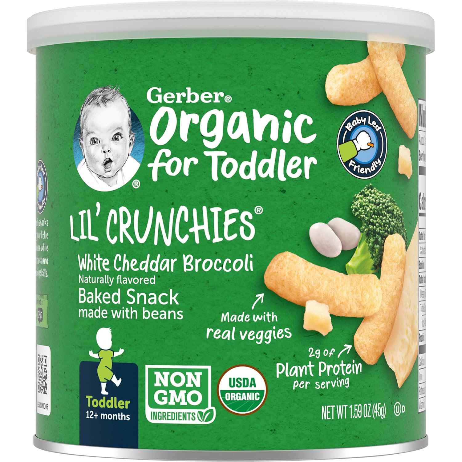 Gerber Snacks For Baby Organic Lil Crunchies, White Cheddar & Broccoli, 1.59 Ounce (Pack Of 6)