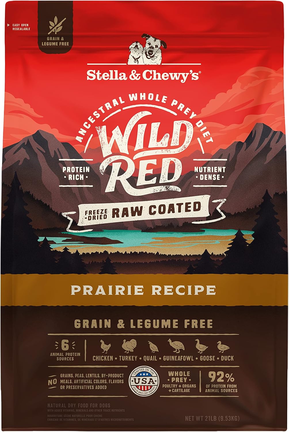 Stella & Chewy'S Wild Red Dry Dog Food Raw Coated High Protein Grain & Legume Free Prairie Recipe, 21 Lb. Bag