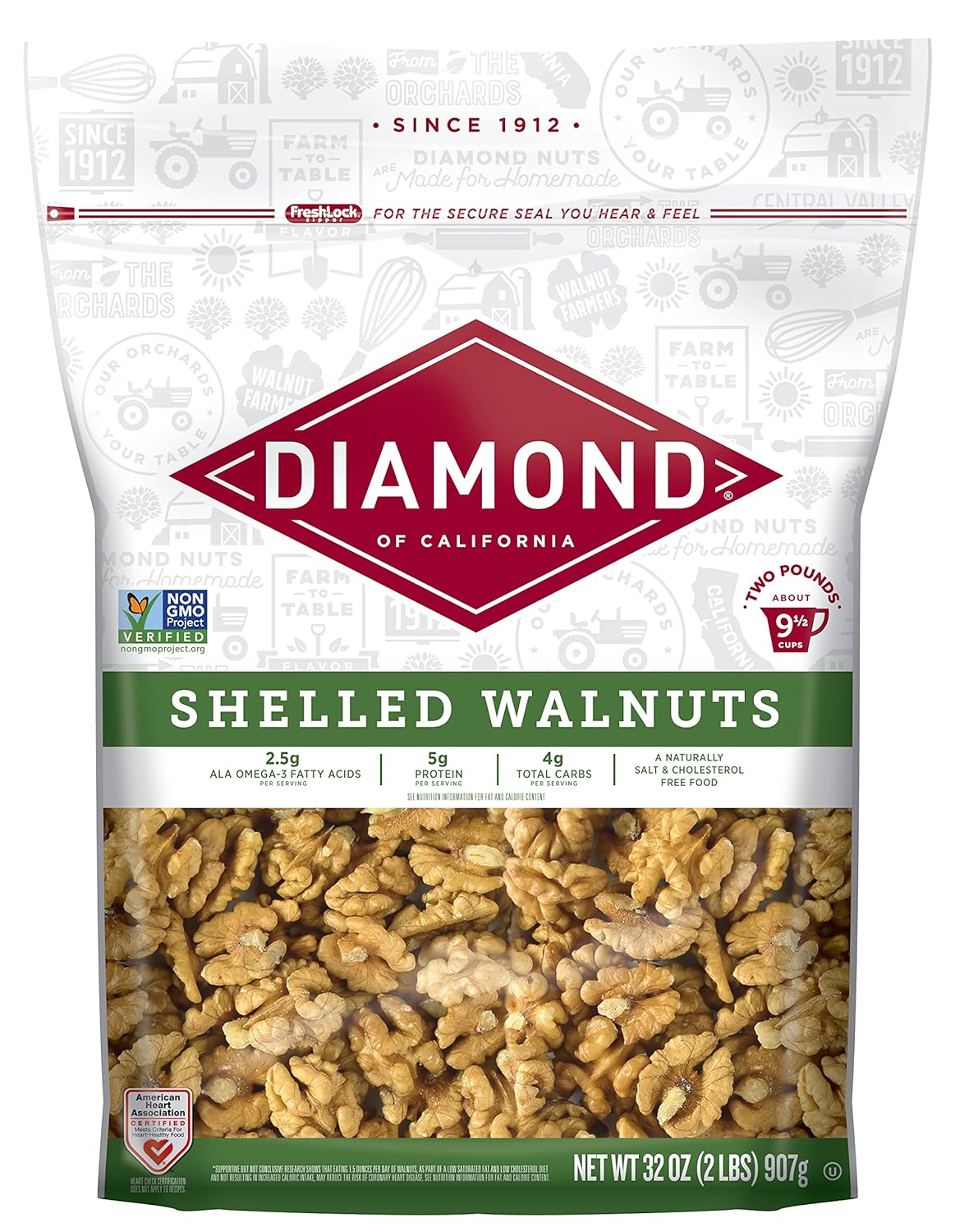 Diamond Of California Shelled Walnuts, 32 Oz - 1 Unit