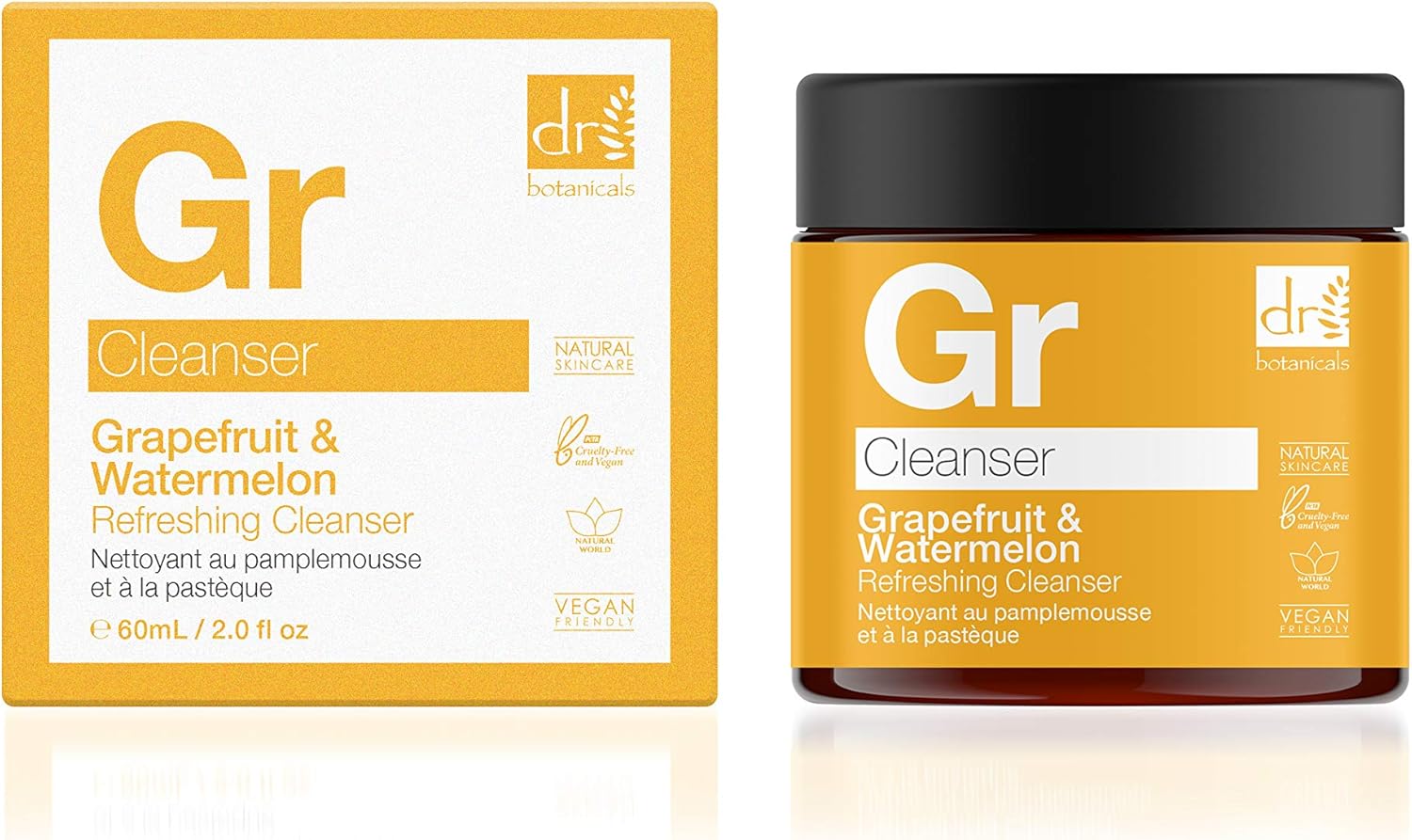 Dr Botanicals Natural Vegan Superfood Facial With Vitamins Watermelon. Balances Excess Oil Gives Smooth Brighter Fresher Looking Skin 60Ml, Orange, Cleanser (Grapefruit & Watermelon)