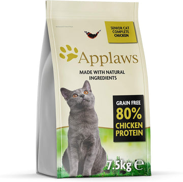 Applaws Complete Natural and Grain Free Dry Cat Food, Chicken for Senior Cats, 7.5 kg Bag?9101412