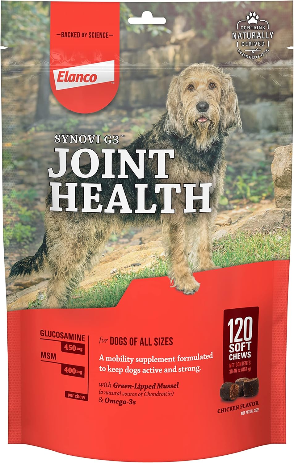 Elanco Synovi G3 Soft Chews Glucosamine Joint Supplement for Dogs, 120 count