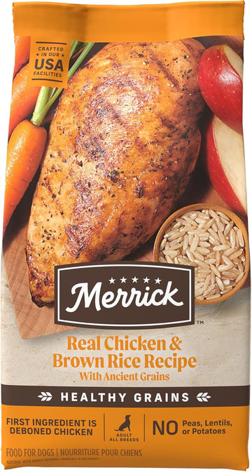 Merrick Healthy Grains Premium Adult Dry Dog Food, Wholesome And Natural Kibble With Chicken And Brown Rice - 25.0 Lb. Bag