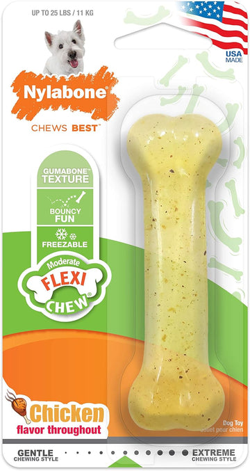 Nylabone Flex Chew Moderate Dog Chew Toy Bone, Chicken Flavor, Small/Regular (1 Count)