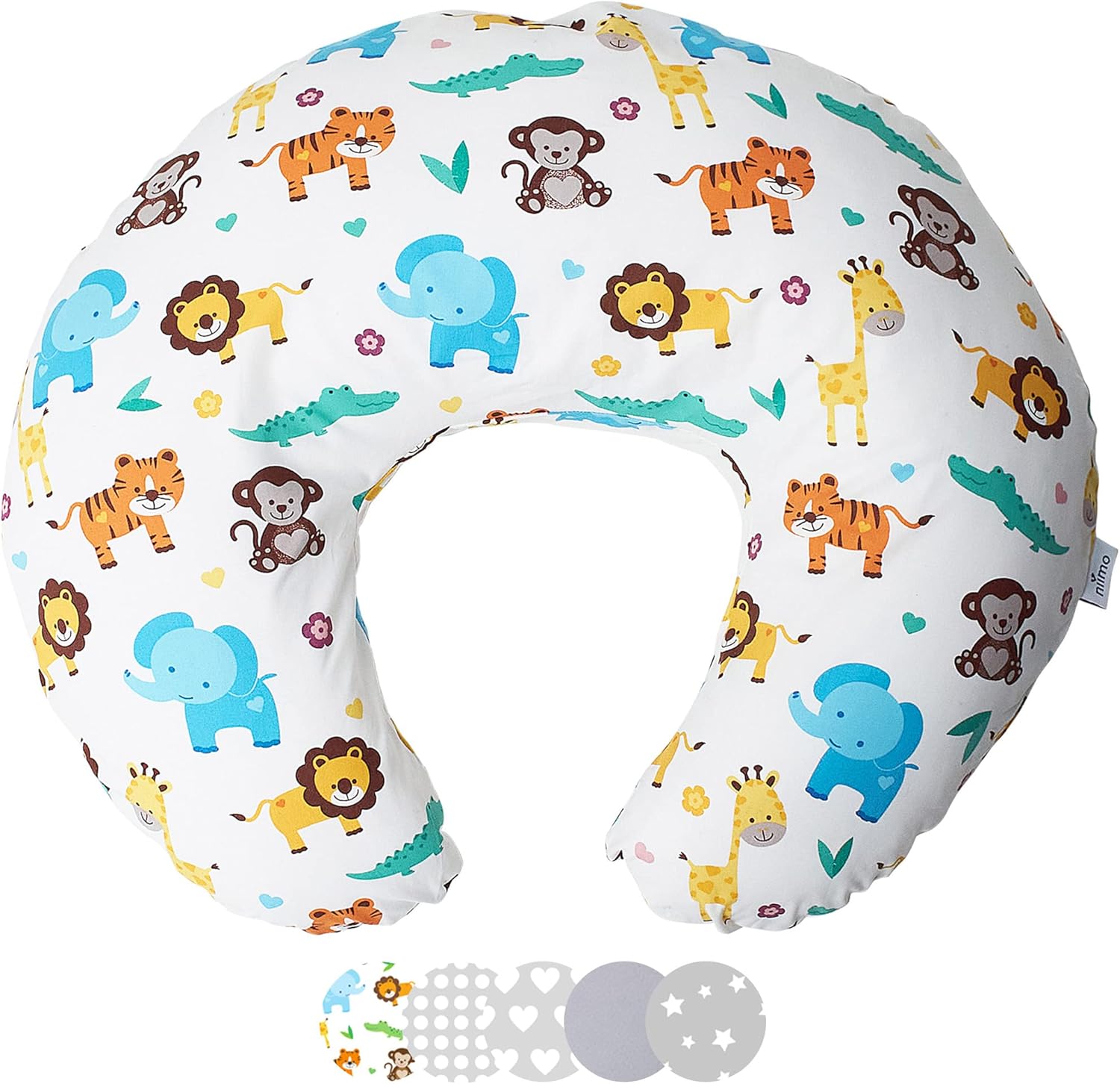 Niimo Nursing Pillow - 100% Cotton Cover With Siliconised Polyester Fibre Filling For Ergonomic Support, 100% Machine-Washable & Dryer-Proof Feeding Pillow (Grey)