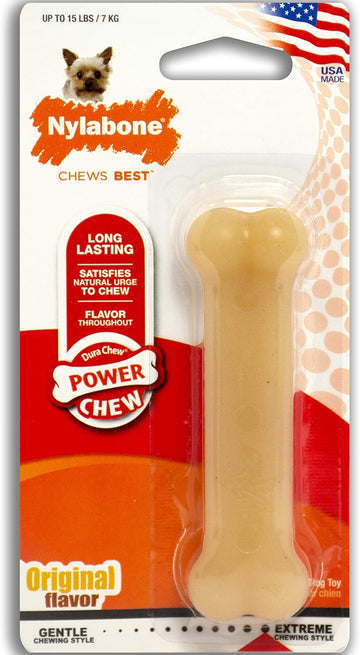 Nylabone Power Chew Classic Bone Chew Toy For Dogs, Durable Dog Toys For Aggressive Chewers, Original Flavor, X-Small/Petite - Up To 15 Lbs. (1 Count)