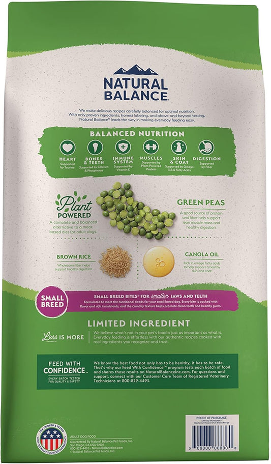 Natural Balance Limited Ingredient Small Breed Adult Dry Dog Food With Vegan Plant Based Protein And Healthy Grains, Vegetarian Recipe, 4 Pound (Pack Of 1)