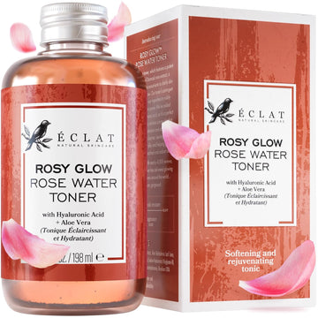 Eclat Skincare Rose Water Toner – Hydrating Toner For Face - Rosewater With Hyaluronic Acid & Aloe Vera - Alcohol Free & Skin Soothing Formula - Rejuvenating & Calming Facial Skin Care