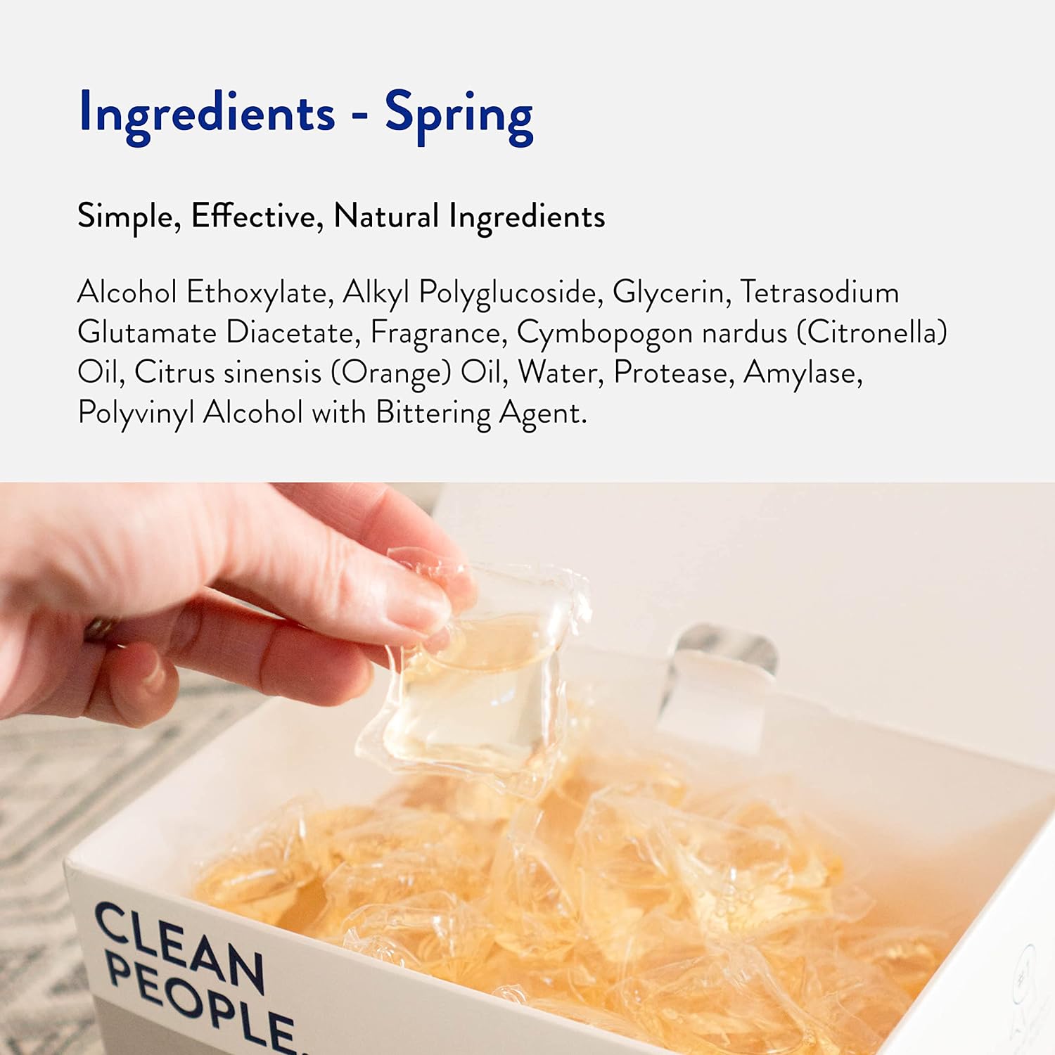 The Clean People Laundry Detergent Pods - Hypoallergenic Laundry Pods - Ultra Concentrated, Recyclable Packaging, Stain Fighting - Spring Scent, 96 Pack