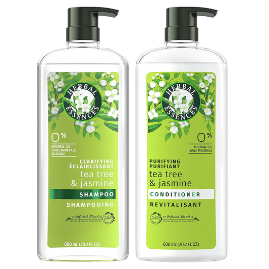 Herbal Essences, Clarifying Shampoo and Purifying Conditioner, Tea Tree and Jasmine, 20.2 Fl Oz Bundle : Beauty & Personal Care