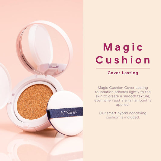 Missha Magic Cushion Foundation No.27 Honey Beige For Medium/Tan Skin - Flawless Coverage, Dewy Finish, Easy Application For All Skin Types