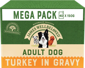 James Wellbeloved Complete Wet Adult Dog Food Turkey & Rice Mega Pack 40x150g?413234