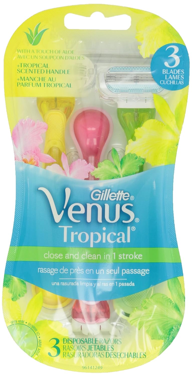 Gillette Venus Tropical Women'S Disposable Razor, 3+1 Count, Womens Razors / Blades