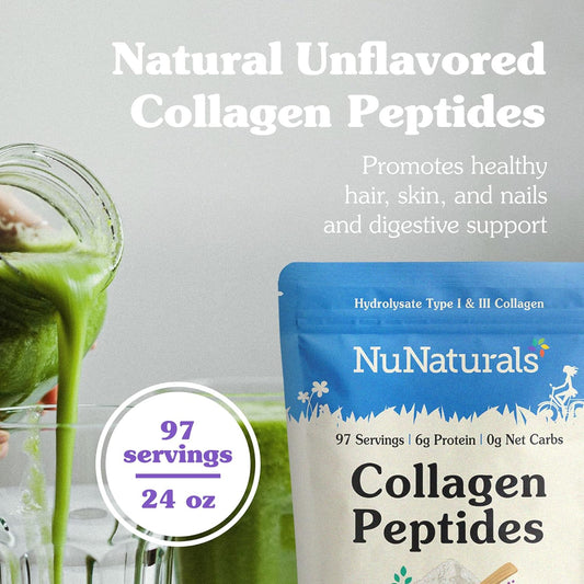 Nunaturals Collagen Peptides Powder (Type I, Iii), For Skin, Hair, Nail, And Joint Health, 24Oz