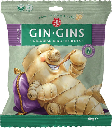 Gin Gins Spicy Apple Chewy Ginger Candy By The Ginger People - Anti-Nausea And Digestion Aid, Individually Wrapped Healthy Candy - Spicy Apple Ginger Flavor - 150G Bag - Pack Of 1