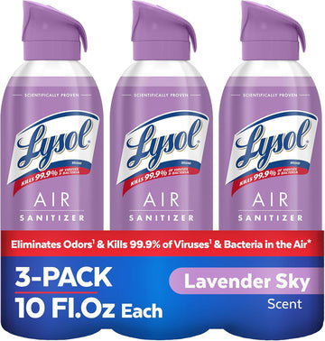 Lysol Air Sanitizer Spray, For Air Sanitization And Odor Elimination, Lavender Sky Scent, 10 Fl. Oz (Pack Of 3)