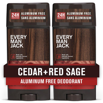 Every Man Jack Cedar + Red Sage Men’S Deodorant - Aluminum Free Deodorant - 24-Hour Odor Protection W/Naturally Derived Ingredients - 3Oz (2 Pack)