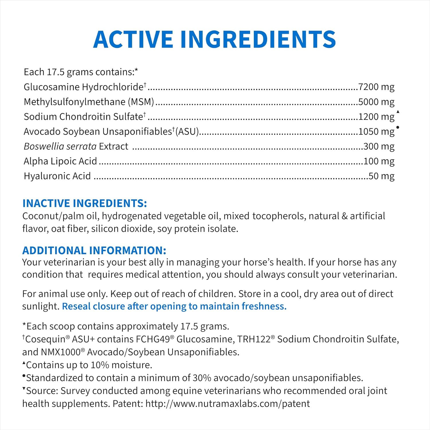 Nutramax Cosequin Asu Plus Joint Health Supplement For Horses - Pellets With Glucosamine, Chondroitin, Msm, Asu, Ala, And Hyaluronic Acid, 1050 Grams