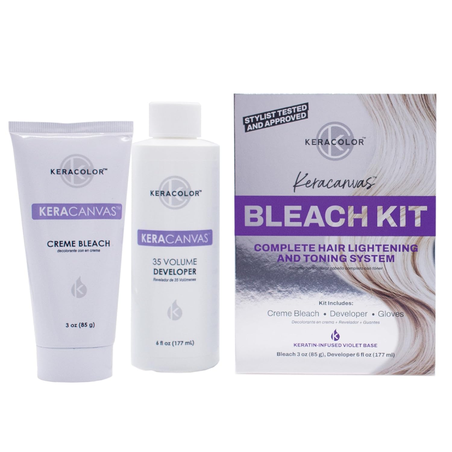 Keracolor Keracanvas Hair Bleach Kit, Complete Hair Lightening & Toning System, Lifts Up To 8 Levels, Neutralizes Brassiness