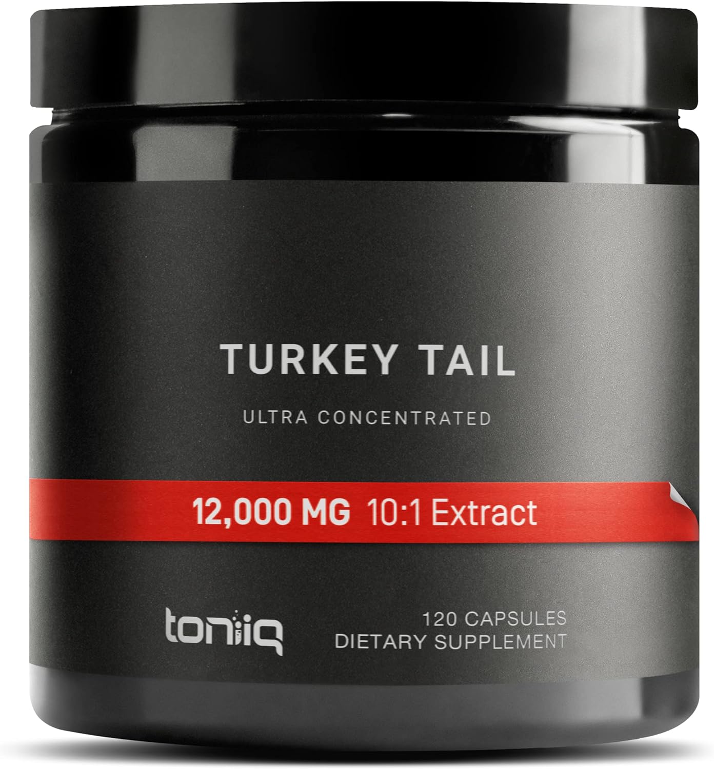 Toniiq 30% Beta Glucans 12,000Mg 10X Concentrated Ultra High Strength Turkey Tail Mushroom Extract - Highly Concentrated And Bioavailable - 120 Veggie Capsules