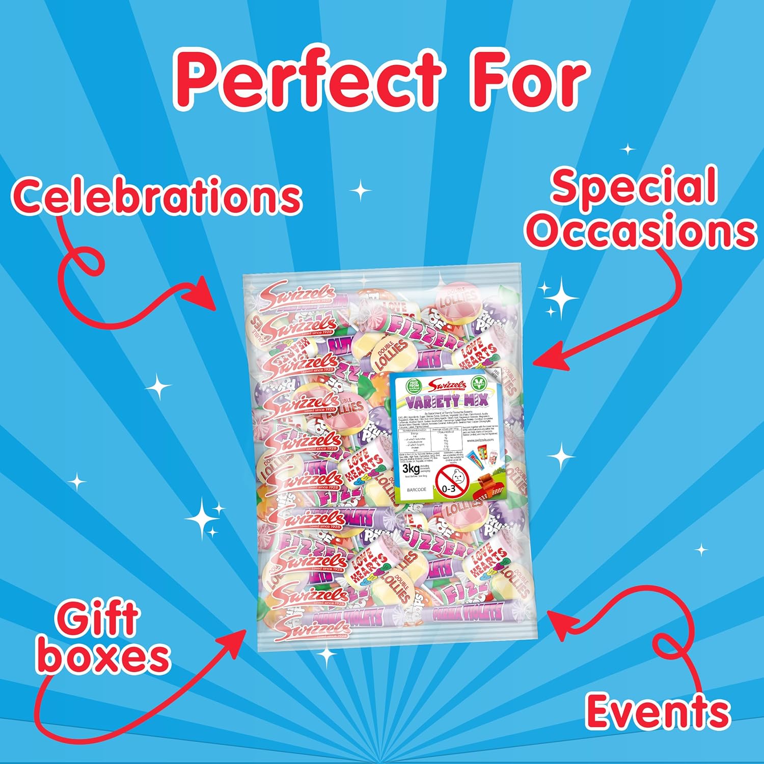 Swizzels Variety Mix, Bulk Mixed Sweets and lollipops Bag, 3 kg (Pack of 1) : Amazon.co.uk: Grocery