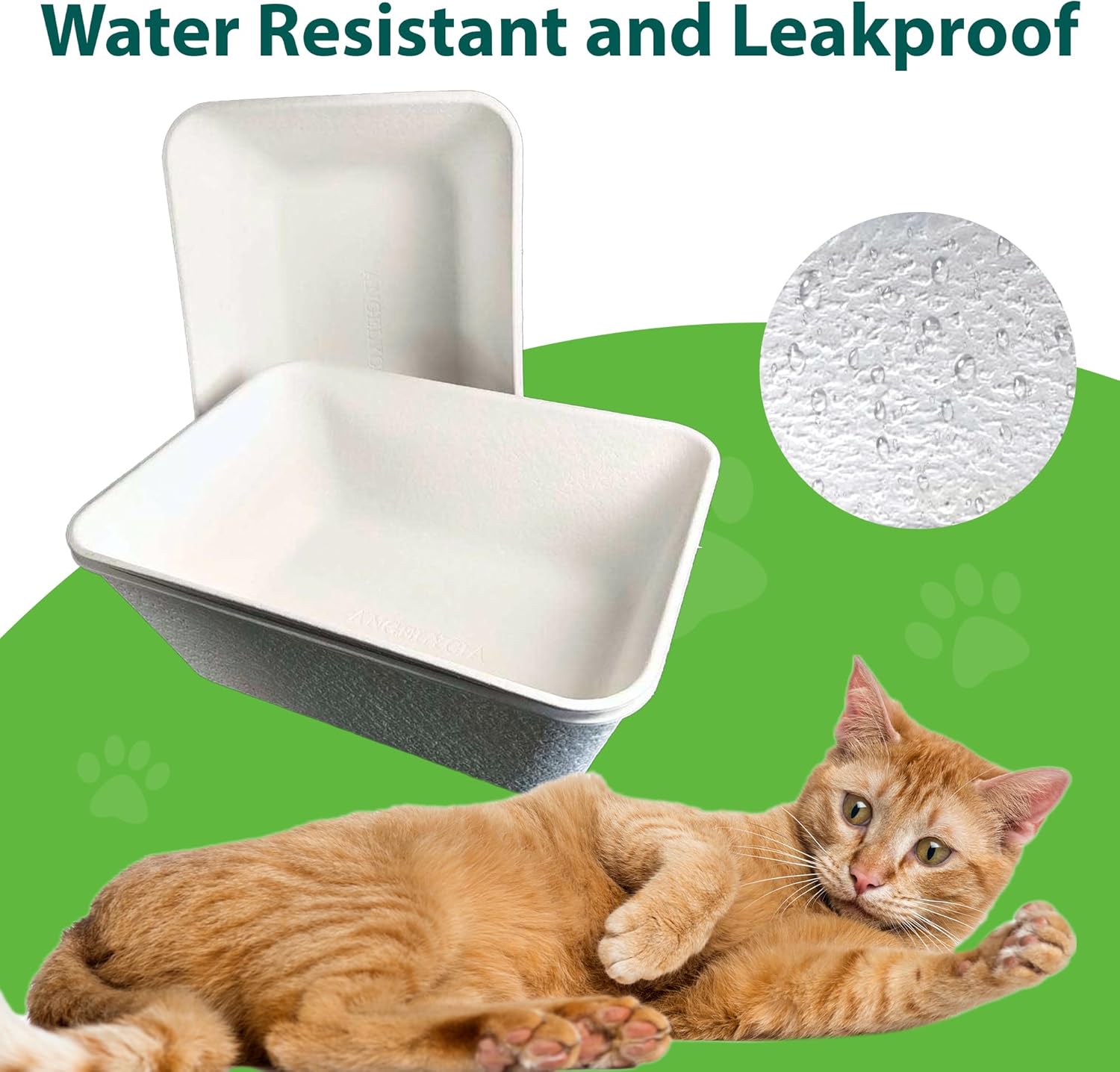 Angelycia Disposable Litter Boxes For Cats | Baking Soda Effect And Maximum Odor Control |17.1”L, 12.6”W, 6.6”H | Recycled White Paper | Durable And Water Resistant | Large Size (Large- 3 Pieces) : Pet Supplies
