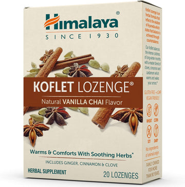 Himalaya Koflet Lozenges, Vanilla Chai Flavor, Natural Herbal Cough Drop For Warming Relief And Soothing Comfort, 130 Mg, 20 Lozenge