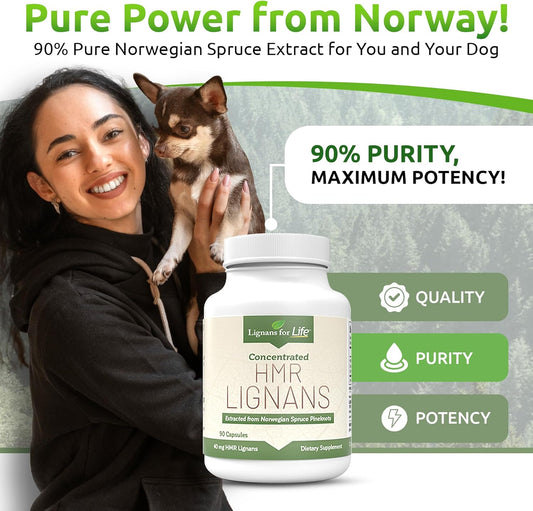 Lignans For Life Hmr Lignans For Dogs I Vitamin For Healthy Pet | Wellness Supplement | Nutritional - 90 Capsules I 40Mg