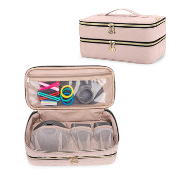 Teamoy Double-Layer Travel Storage Bag Compatible With Dyson Supersonic Hair Dryer, Blow Dryer Storage Bag, Portable Travel Organizer Bag For Hair Dryer And Attachments, Misty Rose(Bag Only)