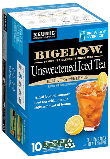 Bigelow Unsweetened Iced Black Tea With Lemon K Cups Pods, 10 Count (Pack Of 6), 60 K Cup Pods Total