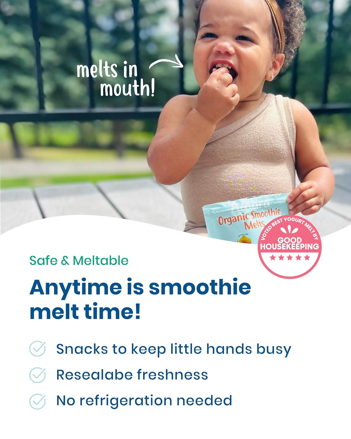 Amara Smoothie Melts - Mixed Red Berries - Baby Snacks Made With Fruits and Vegetables - Healthy Toddler Snacks For Your Kids Lunch Box - Organic Plant Based Yogurt Melts - 6 Resealable Bags : Baby