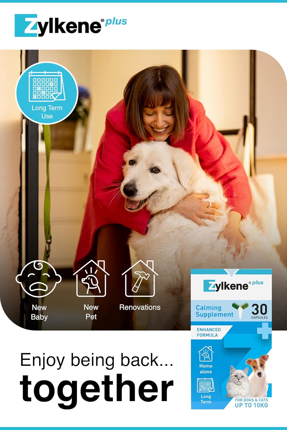 Zylkene Plus Calming Supplement for Medium Dogs (10kg-30kg) 225mg | Promotes Relaxation in long-term challenging situations: New Baby, Home Alone, Moving house | Easily administered | 30 capsules : Amazon.co.uk: Pet Supplies