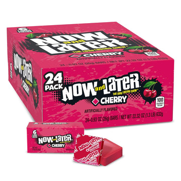 Now & Later Candy, Cherry Flavor, 0.93 Ounce Bars (Pack Of 24)