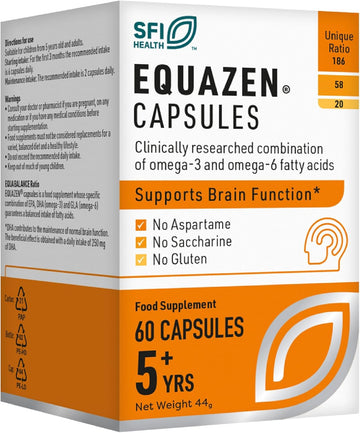 Equazen Capsules | Omega 3 & 6 Fish Oil Supplement | Supports Brain Function | Blend Of Dha, Epa & Gla | Suitable For Children 5+ To Adults | 60 Capsules