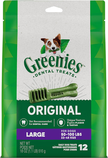 Greenies Original Large Natural Dental Care Dog Treats, 18 Oz. Pack (12 Treats)