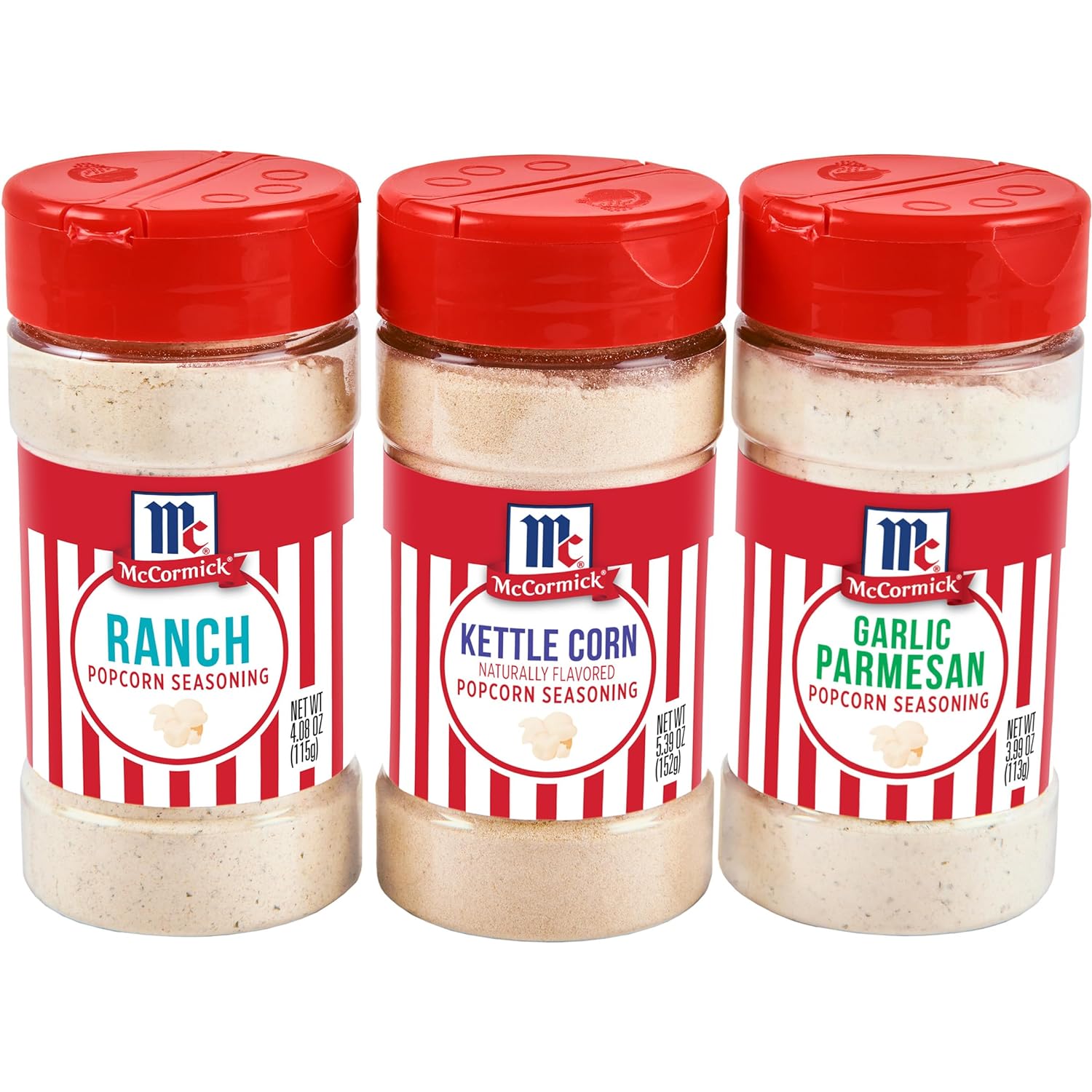 McCormick Popcorn Seasoning Variety Pack (Garlic Parmesan, Ranch, and Kettle Corn), 13.46 oz