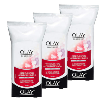 Olay Regenerist Micro-Exfoliating Wet Cleansing Cloths, Multicolor, 30 Count (Pack Of 3)