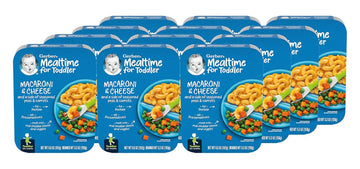 Gerber Mealtime For Toddler Macaroni & Cheese With Side Of Seasoned Peas & Carrots, Made With Real Cheddar Cheese & Farm Grown Veggies (6.6 Ounce (Pack Of 12))