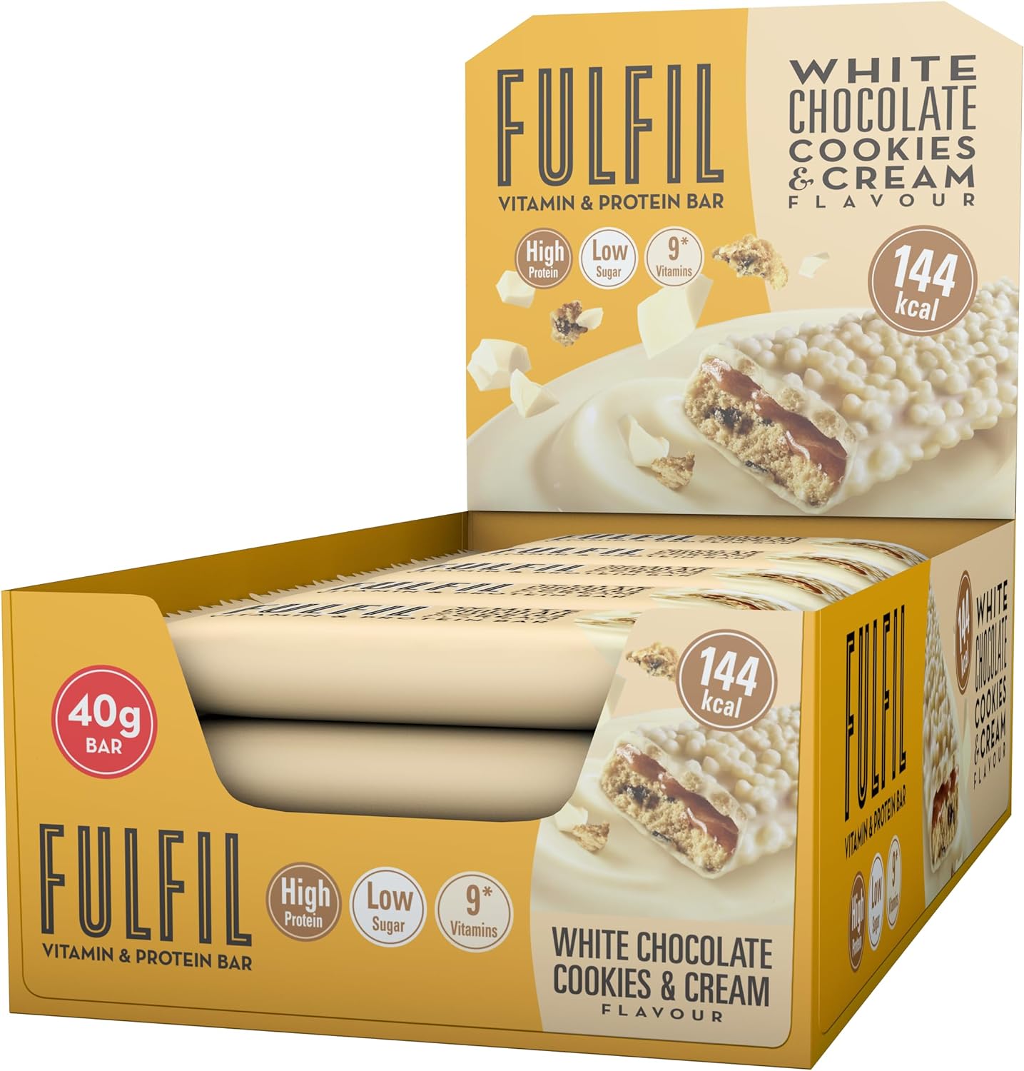 Fulfil Vitamin And Protein Bars (15 X 40G Bars) — Chocolate Salted Caramel Flavour — 15G High Protein, 9 Vitamins, Low Sugar