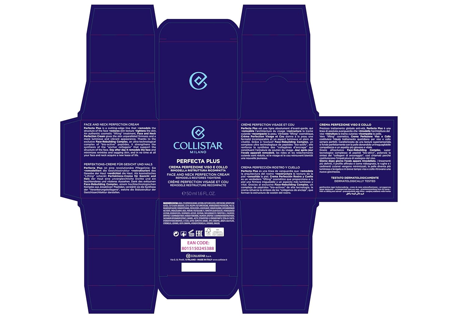 Perfecta Plus Face And Neck Perfection Cream 50 Ml By Collistar : Beauty & Personal Care